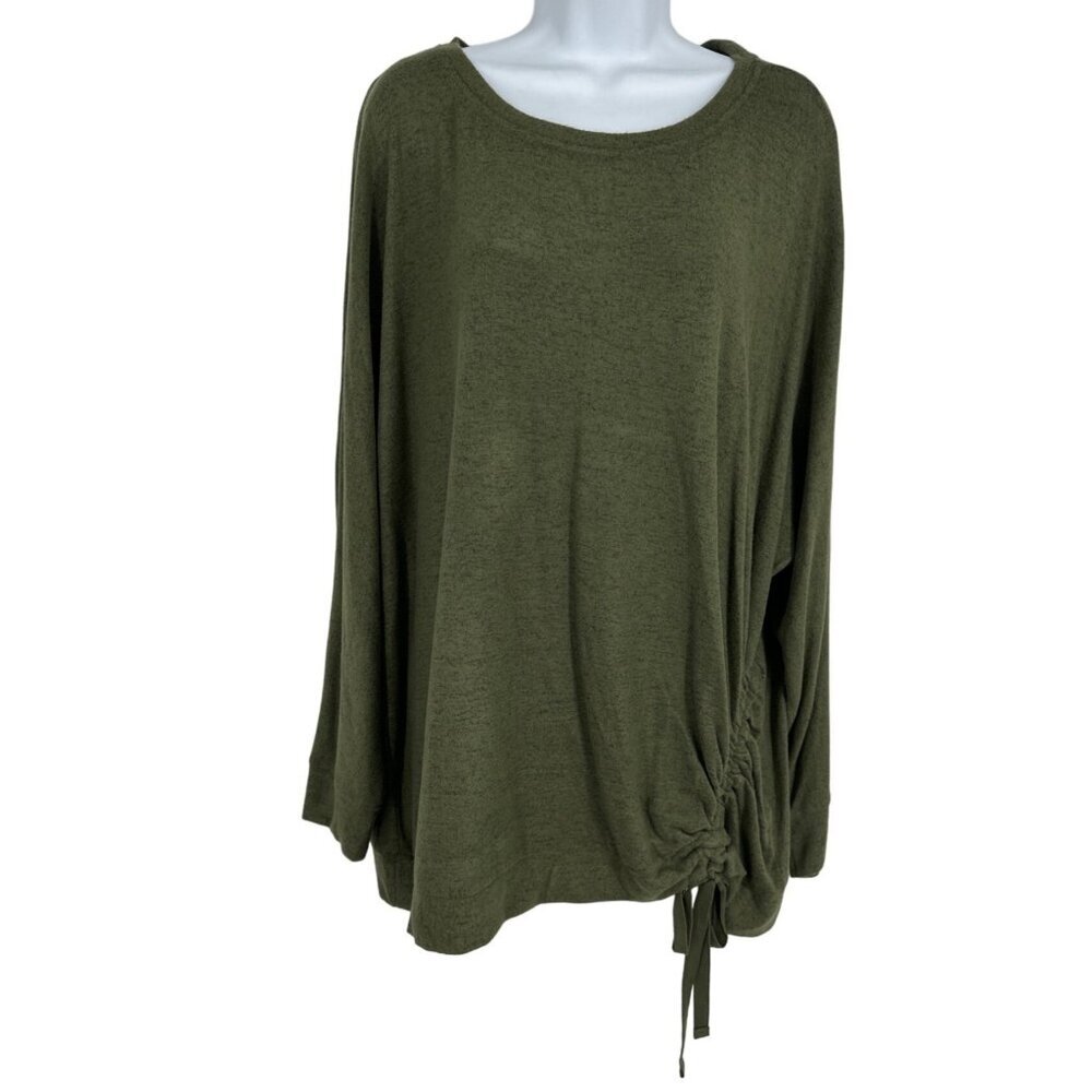 MARKET & SPRUCE Orly Ruched Side Long Sleeve Brushed Knit Top Size 3X